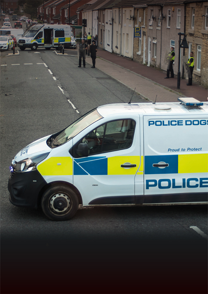 Police van on London Road